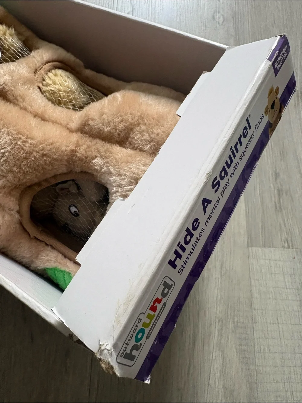 Outward Hound Hide A Squirrel Plush Puzzle Toy - Tan with Green Accents BNWT
